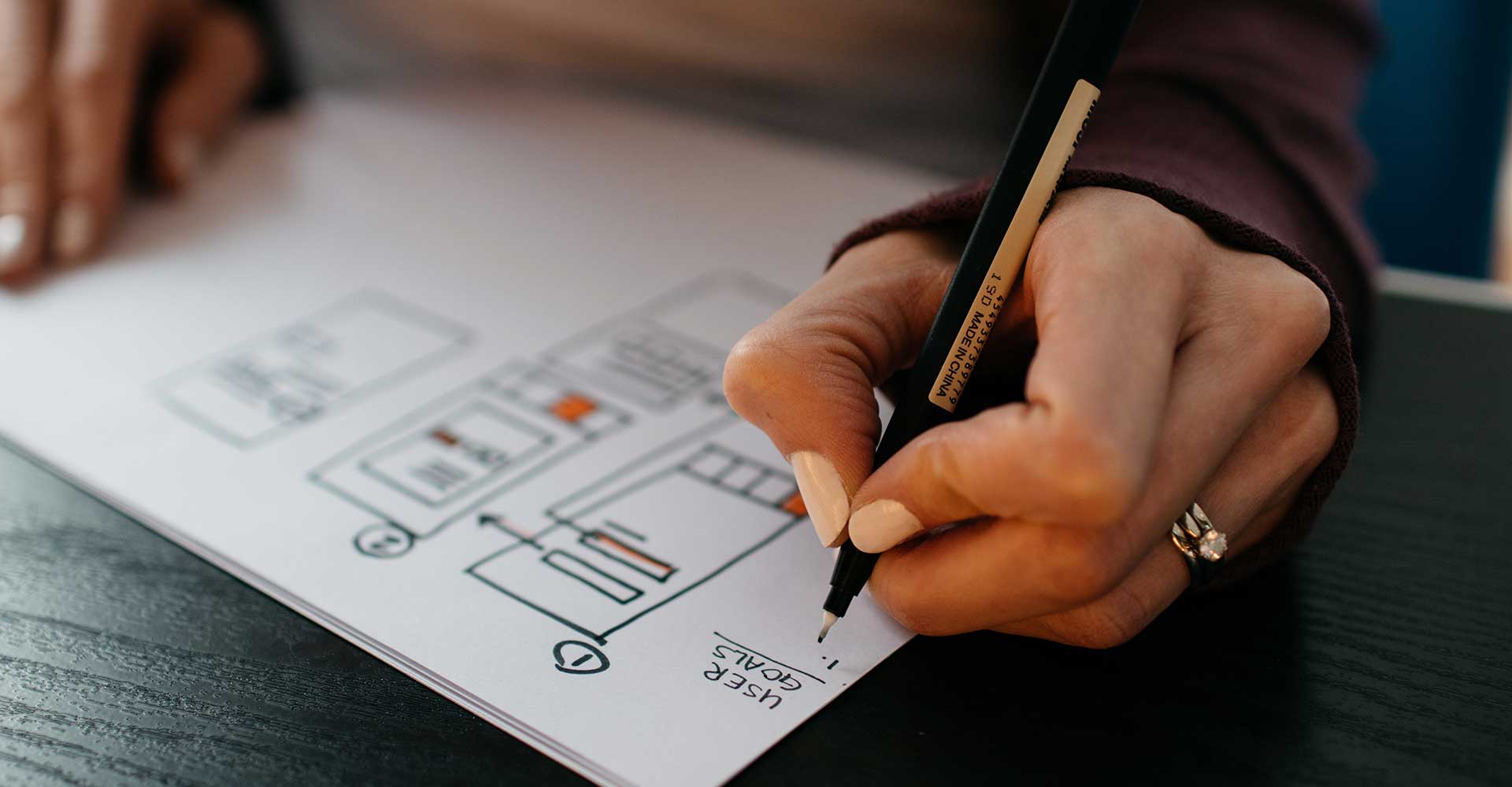 Image showing someone sketching a flow on paper suggesting drafting a project